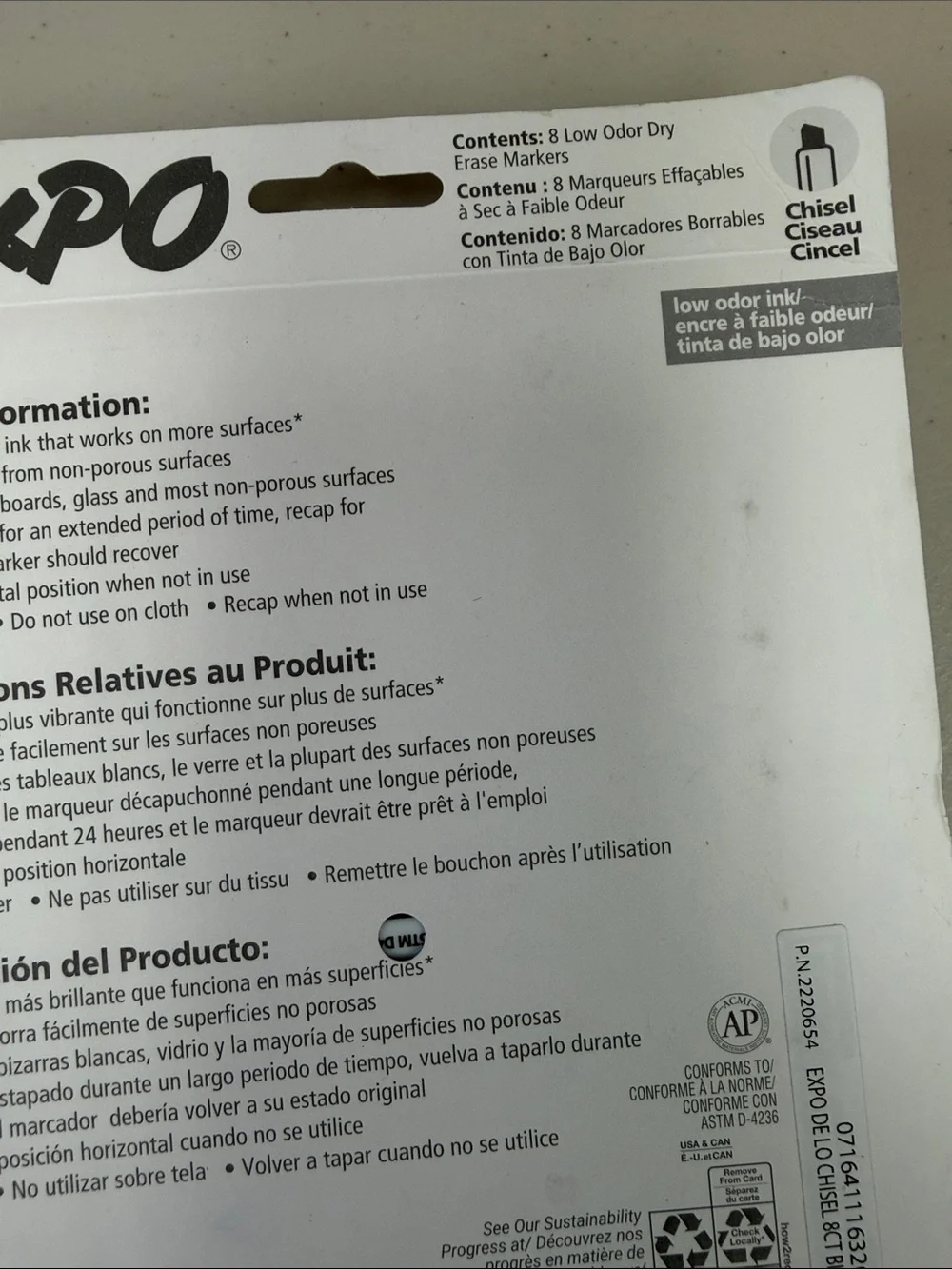 Expo brand Black Dry Erase Markers - Pack of 8 easily erases vibrant ink chisel